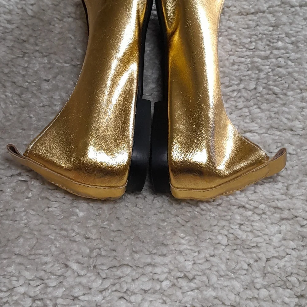 LUVTQ & LOVED Mettalic Gold Square Toe Flats Size 40